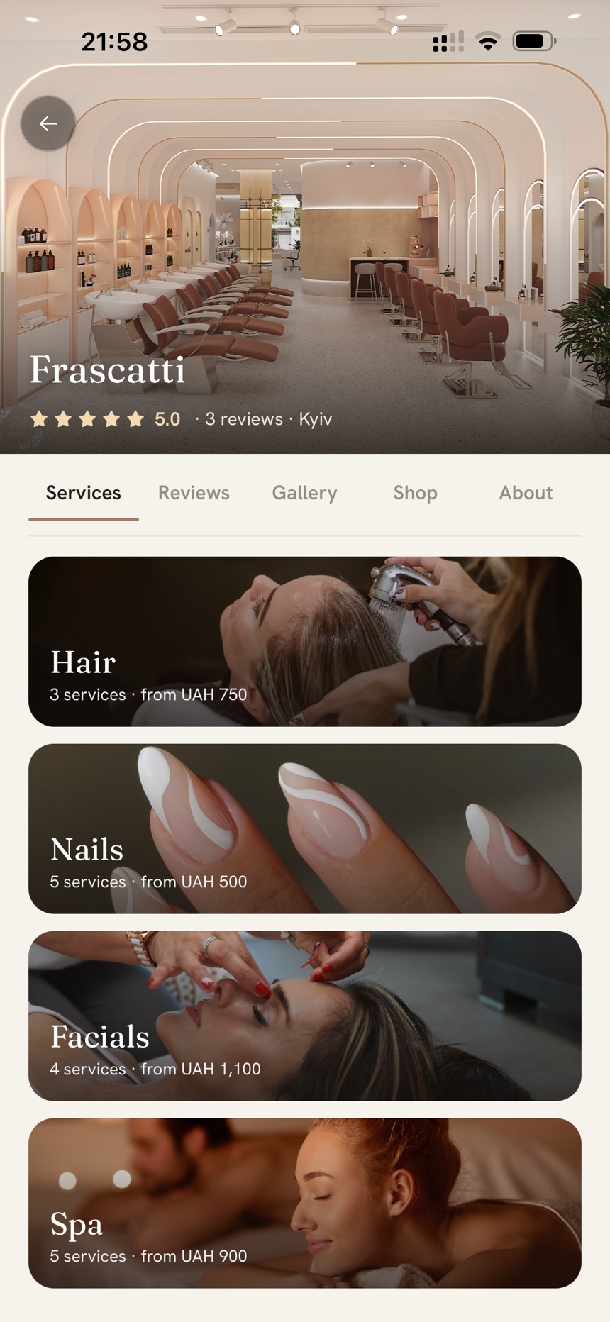 Your salon page on Lume